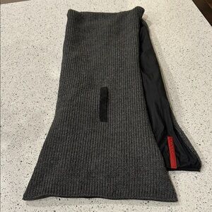 Prada Unisex Charcoal Knit Scarf reverse side black